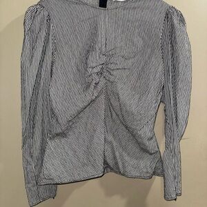 Zara Black and White Striped Blouse